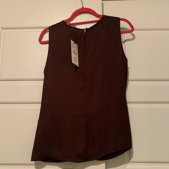 Zara New Maroon Sleeveless Blouse - Picture 2 of 4